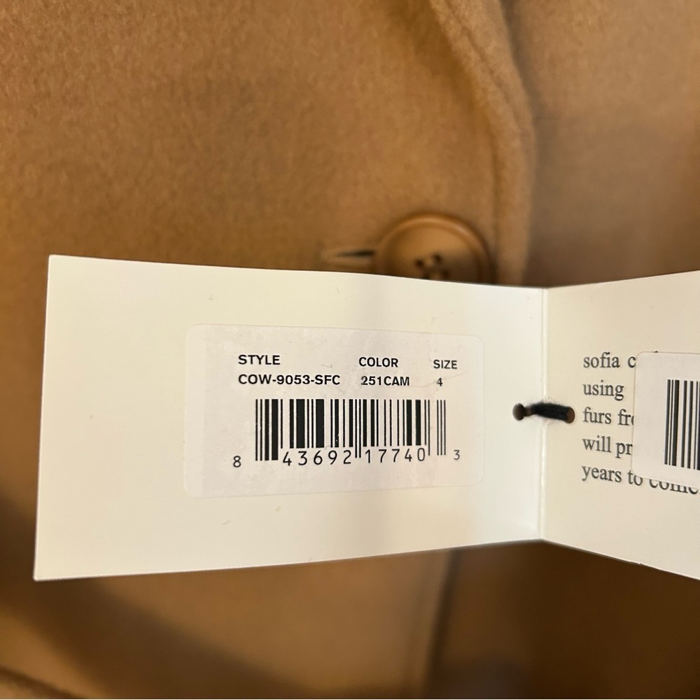 Sofia Cashmere Belted Notch Collar Wool Coat in Camel Size 4 - Picture 6 of 8